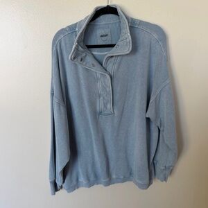 Aerie Getaway Quarter Snap Sweatshirt in Cloud Wash
